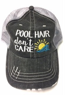Pool Hair Dont Care Embroidered Trucker Hat