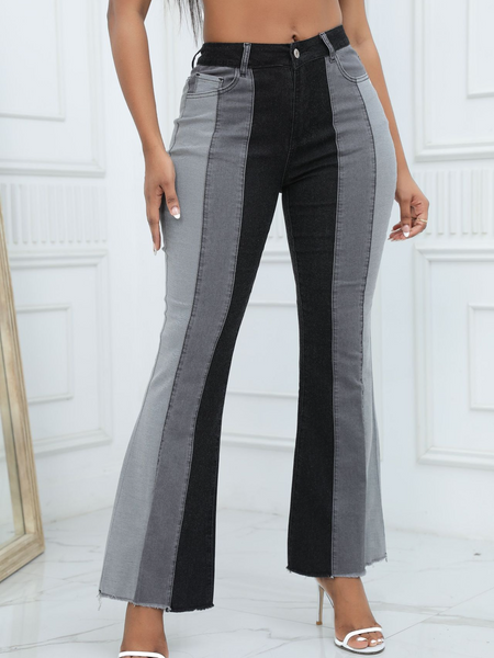 Multi-Color Patchwork Flare Jeans HWWPUFKPQN