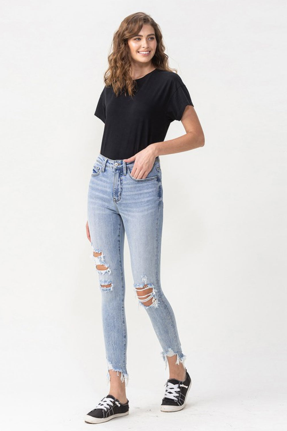 Lovervet Full Size Lauren Distressed High Rise Skinny Jeans - Make'm Blush Boutique 