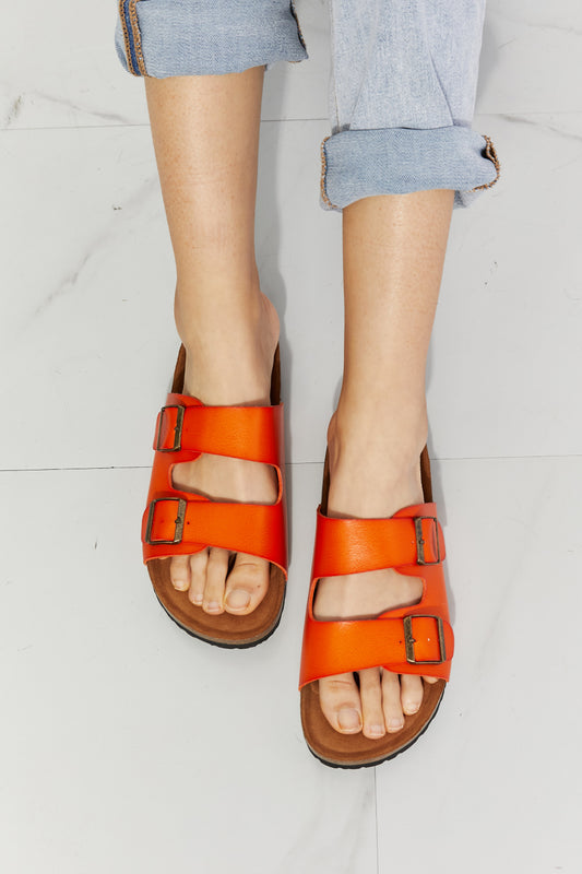 MMShoes Feeling Alive Double Banded Slide Sandals in Orange - Make'm Blush Boutique 