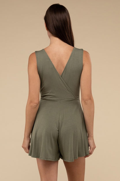 ZENANA Surplice Neckline Sleeveless Romper