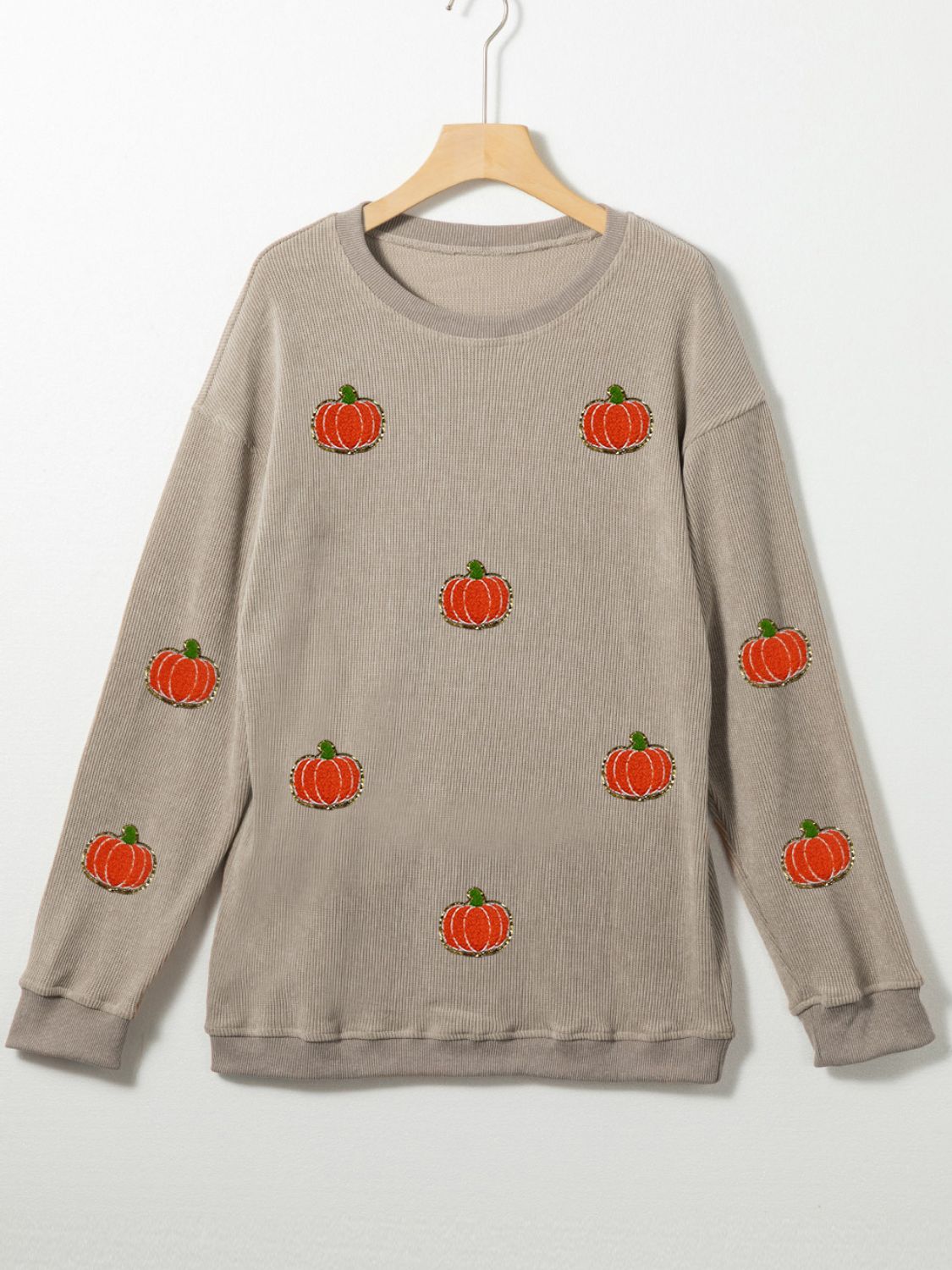 Pumpkin Round Neck Long Sleeve Sweatshirt