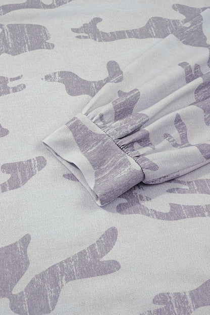 Multicolour Camouflage Print Round Neck Plus Size Sweatshirt