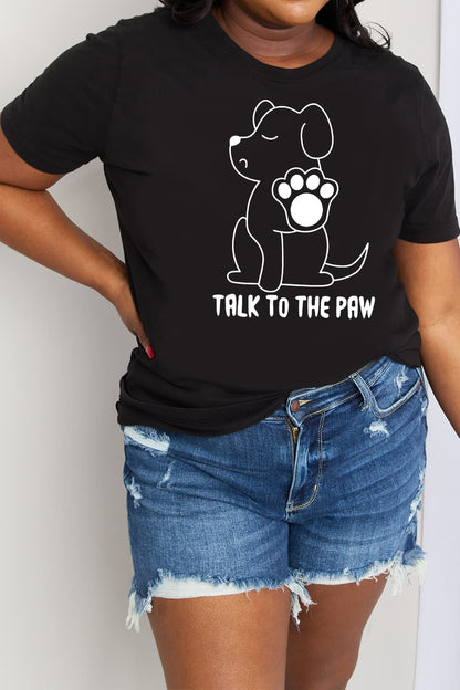 Simply Love Full Size TALK TO THE PAW Graphic Cotton Tee - Make'm Blush Boutique 