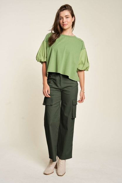 Davi & Dani Flap Pocket Mid Rise Cargo Pants