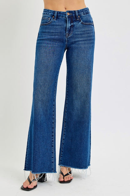 RISEN Tummy Control High Rise Wide Leg Jeans