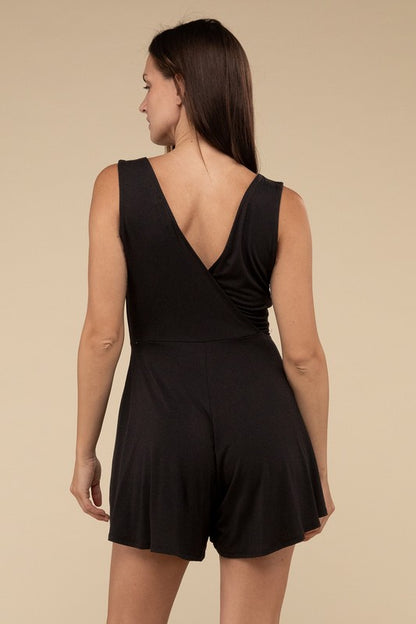 ZENANA Surplice Neckline Sleeveless Romper