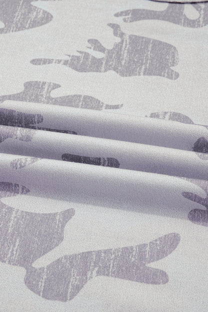 Multicolour Camouflage Print Round Neck Plus Size Sweatshirt