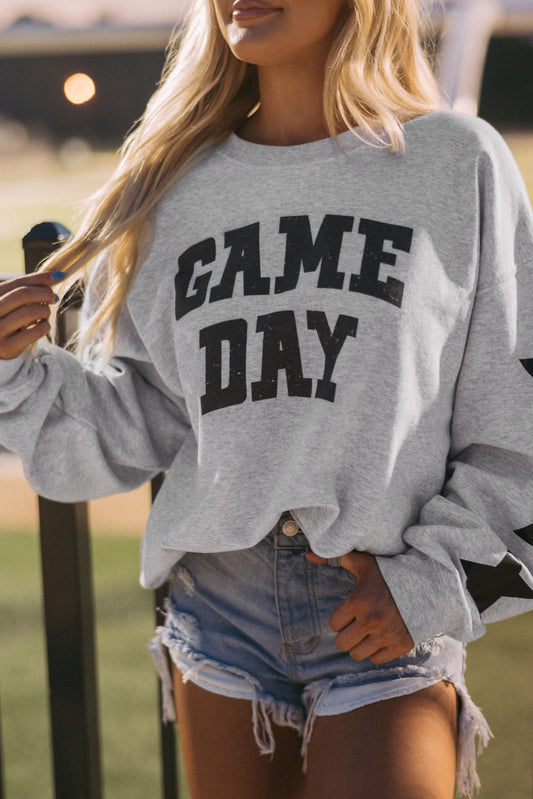 Black Game Day Graphic  Football Season Sweatshirt