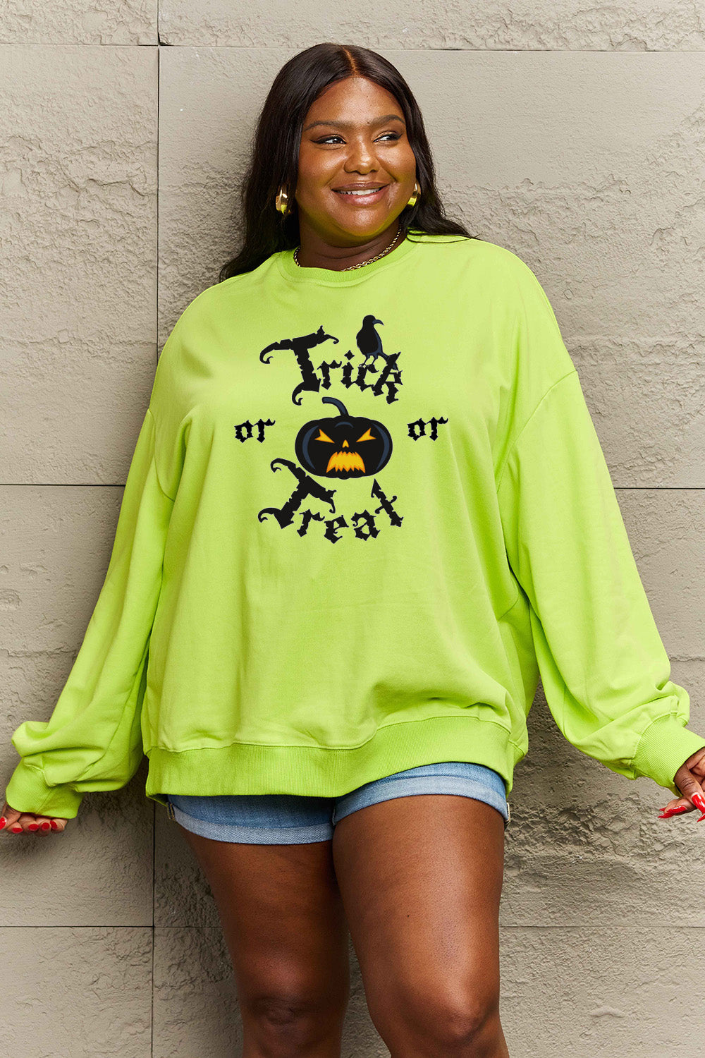 Simply Love Full Size TRICK OR TREAT Graphic Sweatshirt