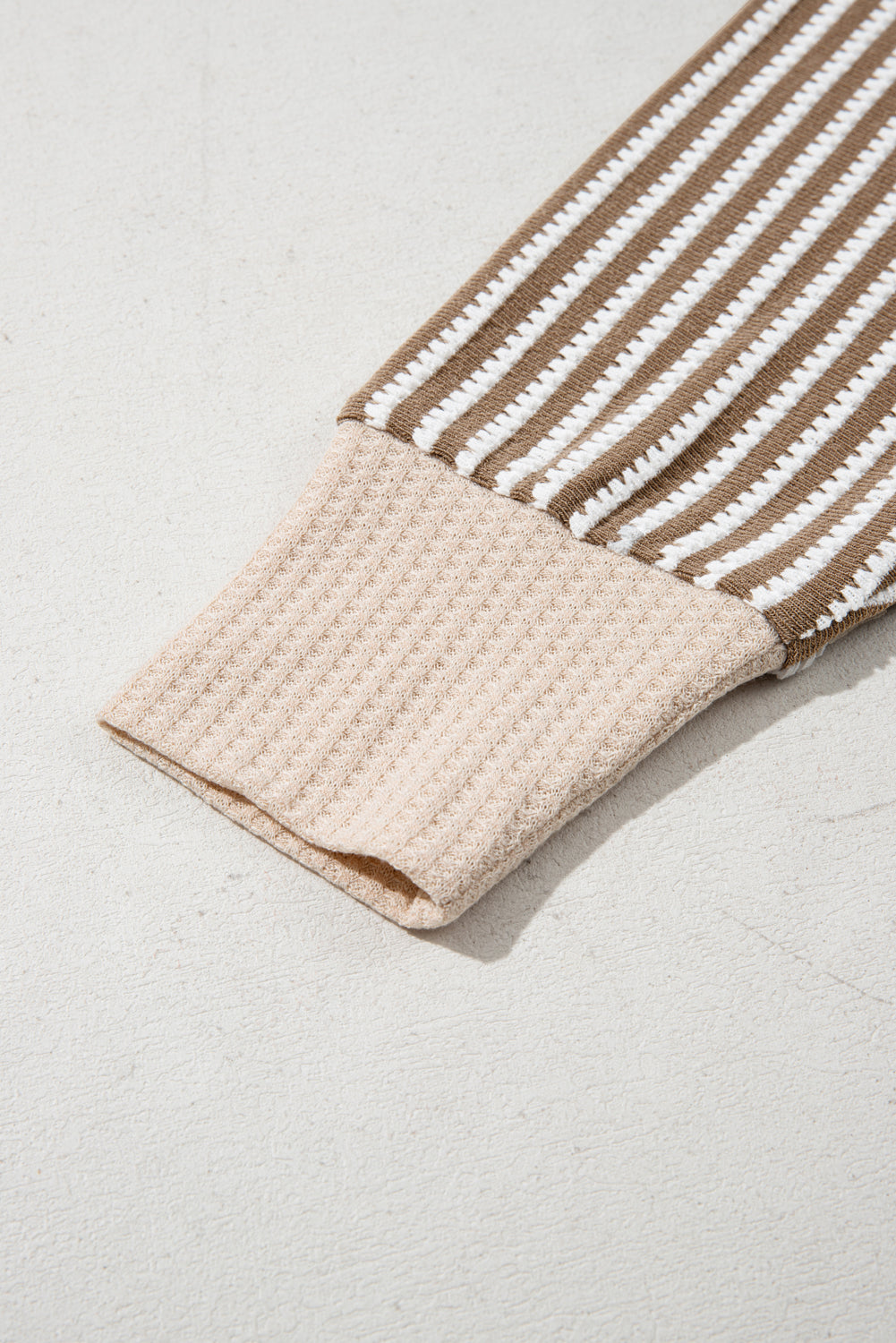 Khaki Stripe Textured Dolman Sleeve High Low Plus Size Top