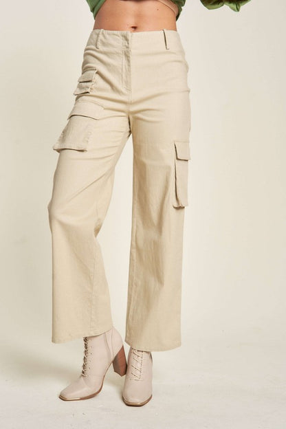 Davi & Dani Flap Pocket Mid Rise Cargo Pants