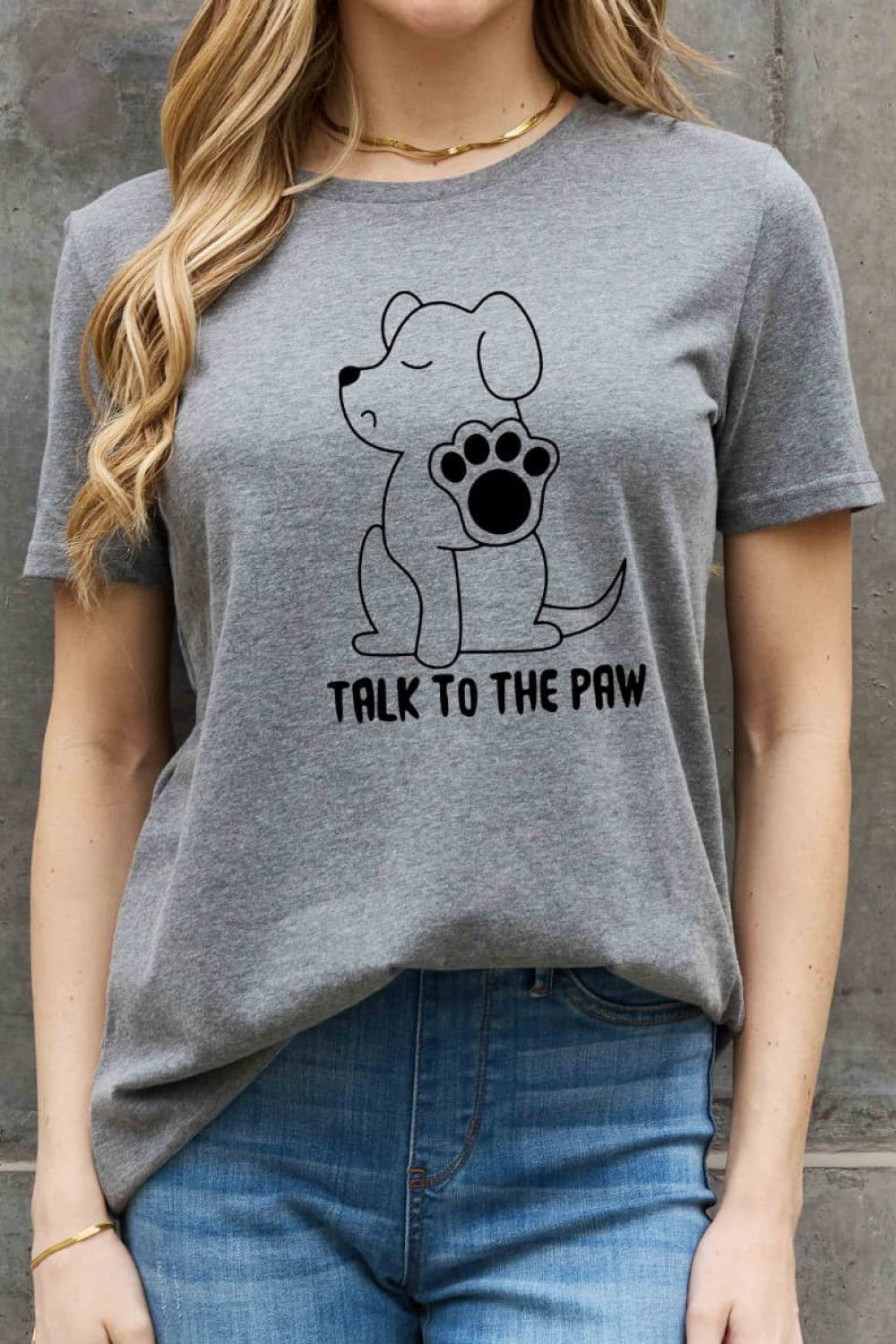 Simply Love Full Size TALK TO THE PAW Graphic Cotton Tee - Make'm Blush Boutique 