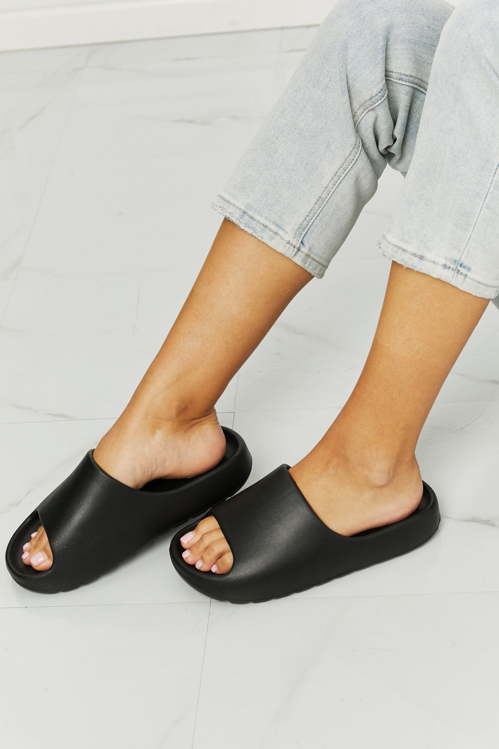 NOOK JOI In My Comfort Zone Slides in Black - Make'm Blush Boutique 