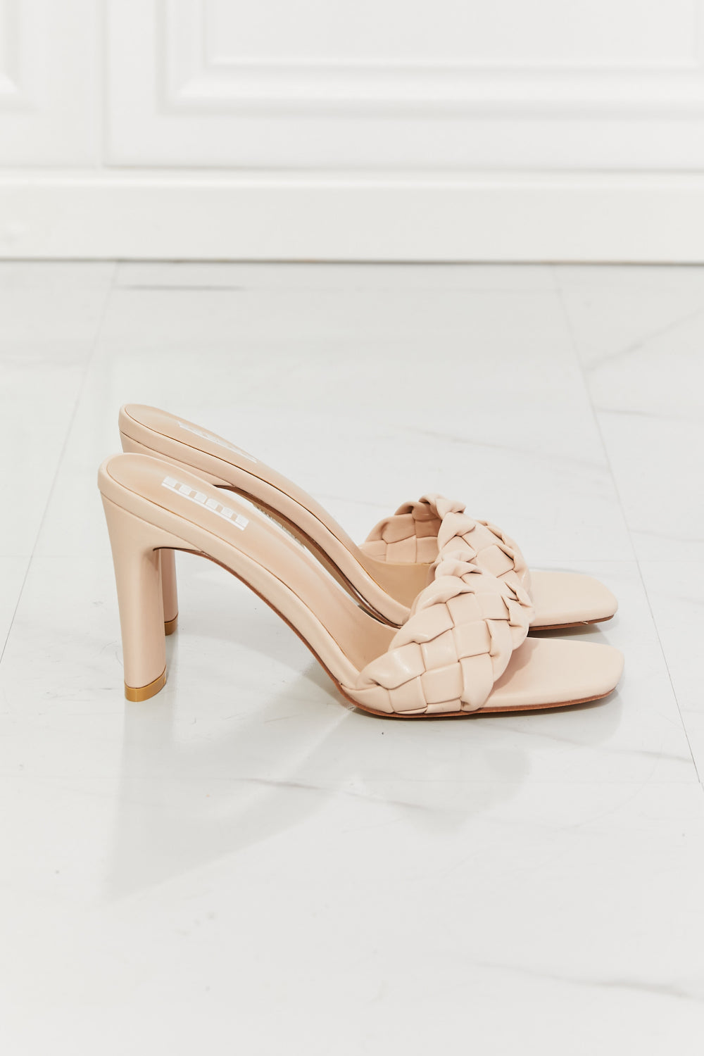 MMShoes Top of the World Braided Block Heel Sandals in Beige - Make'm Blush Boutique 