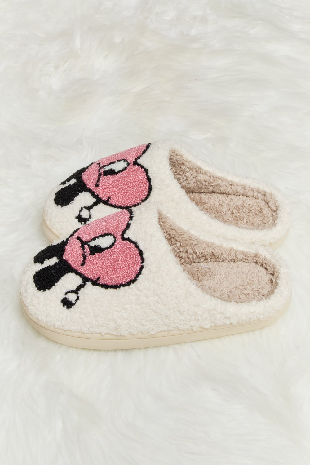 Melody Love Heart Print Plush Slippers