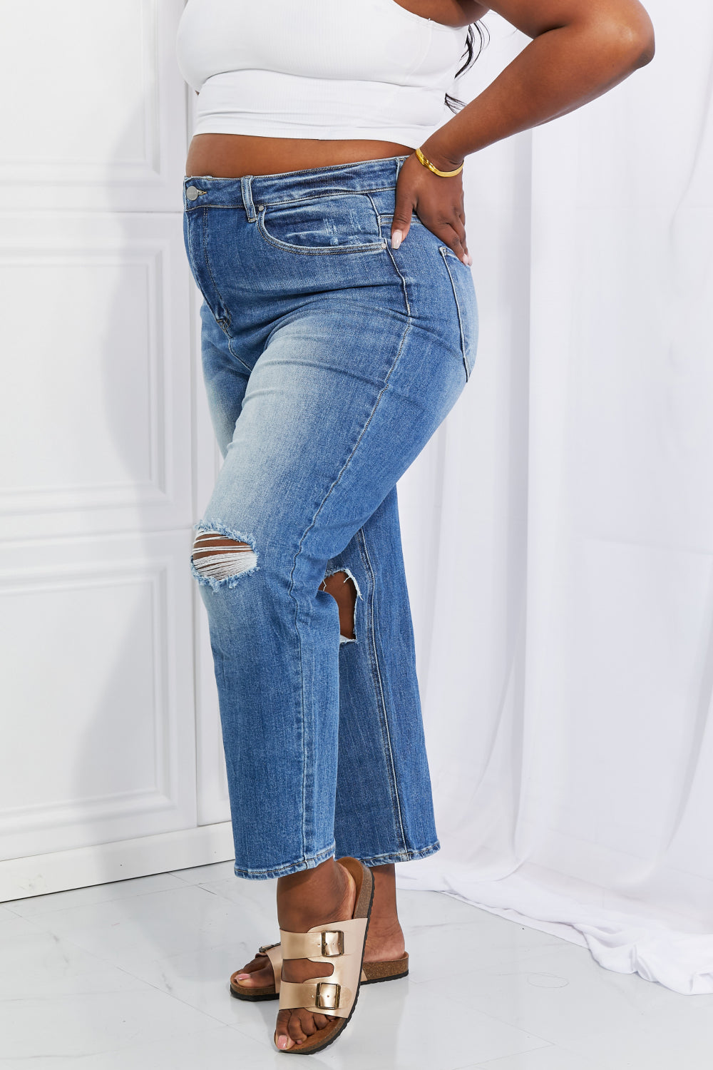 RISEN Full Size Emily High Rise Relaxed Jeans - Make'm Blush Boutique 