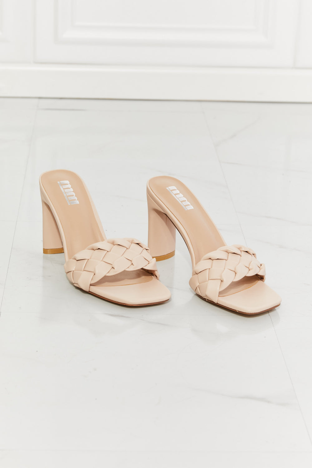 MMShoes Top of the World Braided Block Heel Sandals in Beige - Make'm Blush Boutique 