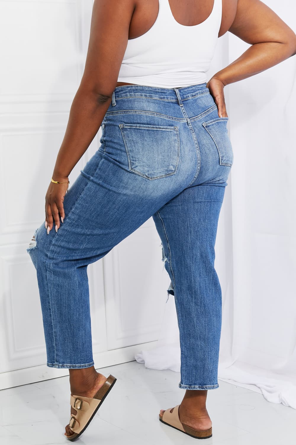 RISEN Full Size Emily High Rise Relaxed Jeans - Make'm Blush Boutique 