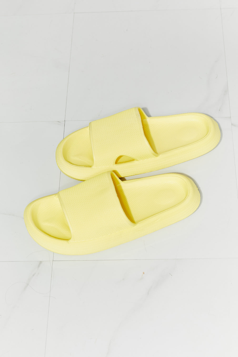 MMShoes Arms Around Me Open Toe Slide in Yellow - Make'm Blush Boutique 