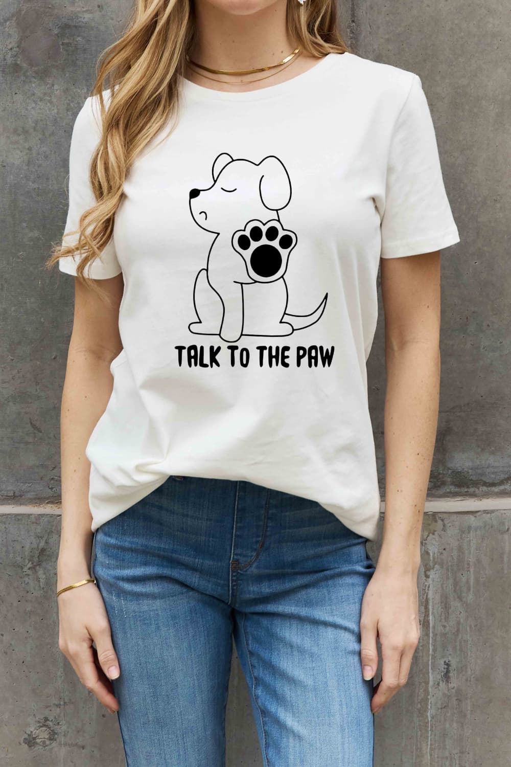 Simply Love Full Size TALK TO THE PAW Graphic Cotton Tee - Make'm Blush Boutique 