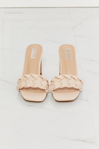 MMShoes Top of the World Braided Block Heel Sandals in Beige - Make'm Blush Boutique 